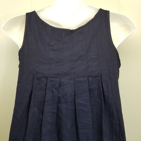 Eileen Fisher S Navy Blue Sleeveless Dress Hi Low - Picture 6 of 8